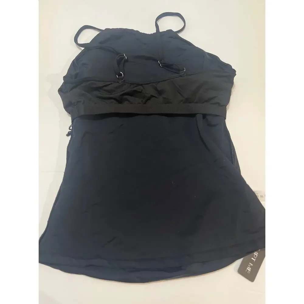 Tempt Me High Neck Adjustable Tunnel Straps Tankini Top Black NWT Size S - Picture 6 of 7